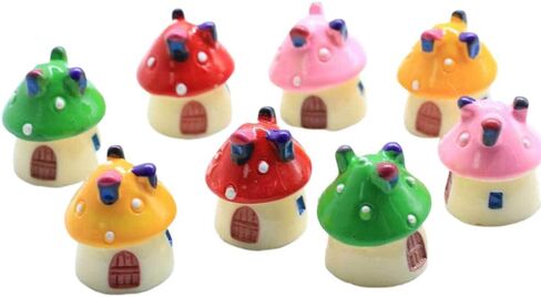 10Pcs Mini Mushroom House Decor Desktop Ornaments for Micro Landscape Crafts Tabletop Adornment for Pots Fairy Garden Supplies in Saudi Arabia