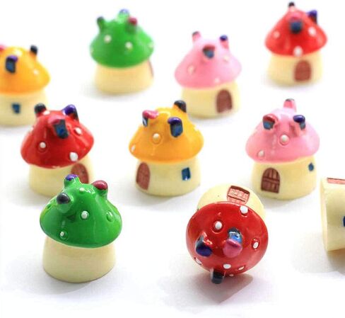 10Pcs Mini Mushroom House Decor Desktop Ornaments for Micro Landscape Crafts Tabletop Adornment for Pots Fairy Garden Supplies in Saudi Arabia