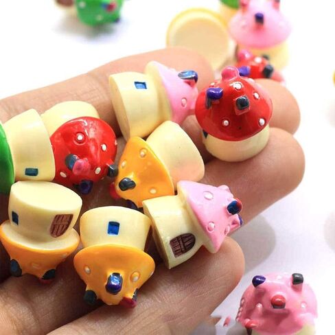 10Pcs Mini Mushroom House Decor Desktop Ornaments for Micro Landscape Crafts Tabletop Adornment for Pots Fairy Garden Supplies in Saudi Arabia