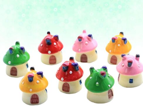 10Pcs Mini Mushroom House Decor Desktop Ornaments for Micro Landscape Crafts Tabletop Adornment for Pots Fairy Garden Supplies in Saudi Arabia