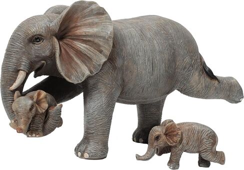 ARTCOS Yoga Elephant Family Statue, 3-Piece Mother & Babies Figurine Set, Good Luck Home & Office Decor, Housewarming Gifts for Women in Saudi Arabia