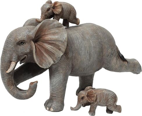 ARTCOS Yoga Elephant Family Statue, 3-Piece Mother & Babies Figurine Set, Good Luck Home & Office Decor, Housewarming Gifts for Women in Saudi Arabia