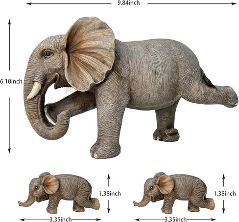 ARTCOS Yoga Elephant Family Statue, 3-Piece Mother & Babies Figurine Set, Good Luck Home & Office Decor, Housewarming Gifts for Women in Saudi Arabia