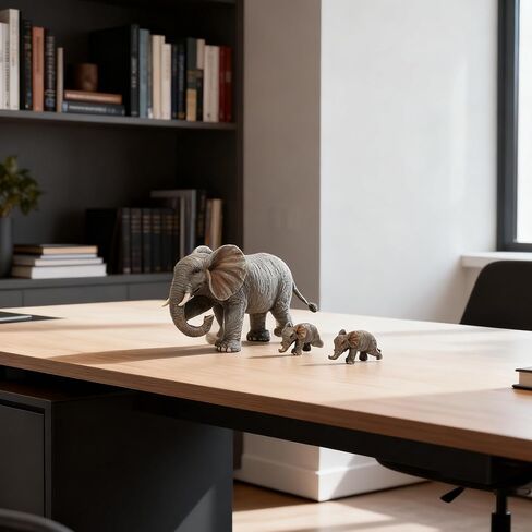ARTCOS Yoga Elephant Family Statue, 3-Piece Mother & Babies Figurine Set, Good Luck Home & Office Decor, Housewarming Gifts for Women in Saudi Arabia