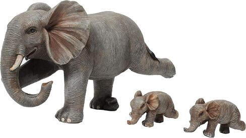 ARTCOS Yoga Elephant Family Statue, 3-Piece Mother & Babies Figurine Set, Good Luck Home & Office Decor, Housewarming Gifts for Women in Saudi Arabia