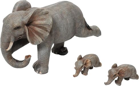ARTCOS Yoga Elephant Family Statue, 3-Piece Mother & Babies Figurine Set, Good Luck Home & Office Decor, Housewarming Gifts for Women in Saudi Arabia