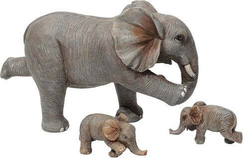 ARTCOS Yoga Elephant Family Statue, 3-Piece Mother & Babies Figurine Set, Good Luck Home & Office Decor, Housewarming Gifts for Women in Saudi Arabia