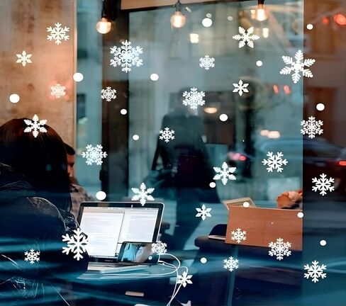 Christmas Window Clings, 54 PCS Static Snowflakes Windows Decals, Window Stickers for Christmas Decorations (White) in Saudi Arabia