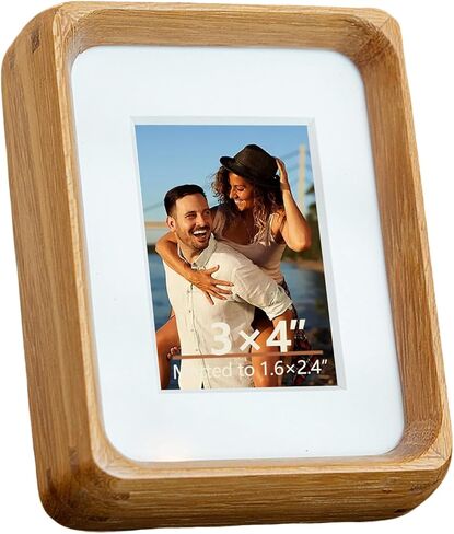 5x7 Picture Frame in Natural Teak Wood, Solid Wood Photo Frame for 5×7 or 3.5×5.5 with Mat, Horizontal & Vertical Wall or Tabletop Display, Handcrafted, HD Shatterproof Plexiglass in Saudi Arabia