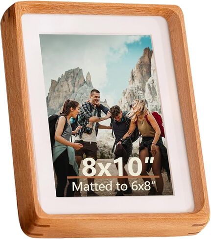 5x7 Picture Frame in Natural Teak Wood, Solid Wood Photo Frame for 5×7 or 3.5×5.5 with Mat, Horizontal & Vertical Wall or Tabletop Display, Handcrafted, HD Shatterproof Plexiglass in Saudi Arabia