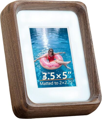 5x7 Picture Frame in Natural Teak Wood, Solid Wood Photo Frame for 5×7 or 3.5×5.5 with Mat, Horizontal & Vertical Wall or Tabletop Display, Handcrafted, HD Shatterproof Plexiglass in Saudi Arabia