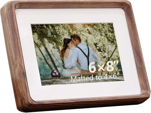 5x7 Picture Frame in Natural Teak Wood, Solid Wood Photo Frame for 5×7 or 3.5×5.5 with Mat, Horizontal & Vertical Wall or Tabletop Display, Handcrafted, HD Shatterproof Plexiglass in Saudi Arabia