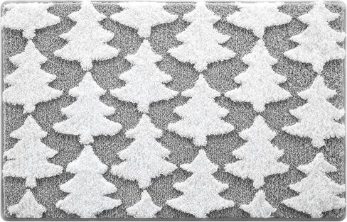 Moutina 3D Christmas Tree Bathroom Rugs 20x32 Inch, Soft and Absorbent Tufted Winter Grey Bath Mat Non Slip Washable, Christmas Bathroom Decor Rug Holiday Decorations in Kuwait