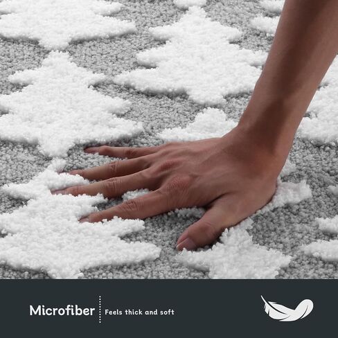 سجاد الحمام Moutina 3D شجرة عيد الميلاد 20x32 بوصة، لينة وماصة معنقدة الشتاء رمادي حمام حصيرة غير زلة قابلة للغسل، عيد الميلاد ديكور الحمام البساط عطلة الزينة in Saudi Arabia