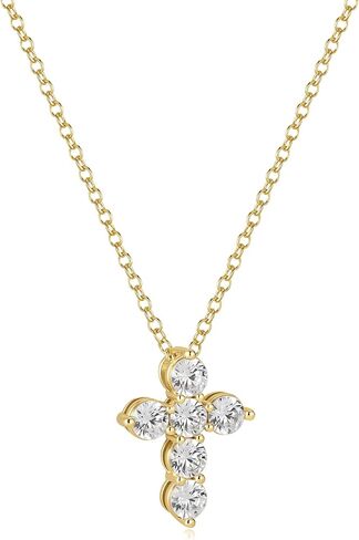 ASHINE Cubic Zirconia Cross Necklace for Women, 14K Gold Plated Brass Faith Pendant with Adjustable 20" Chain in Kuwait