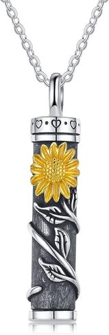 JUSTKIDSTOY Cremation Jewelry Sterling Silver Sunflower/Rose/Daisy Flower Urn Necklace for Ashes Memorial Keepsake Jewelry for Women in Saudi Arabia