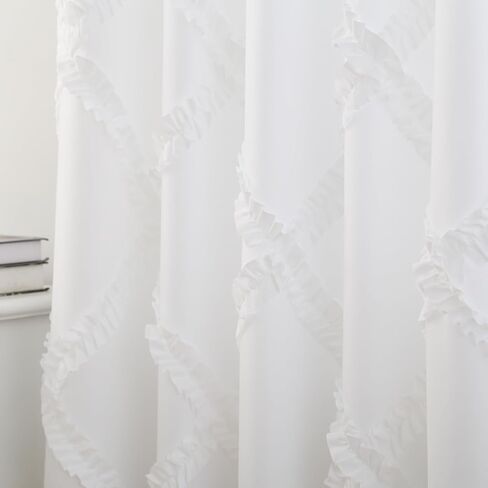 GARSTYLE White Ruffle Diamond Fabric Curtain for Windows with Rod Pocket, 51 x 84 Inch, 2 Panels in Saudi Arabia