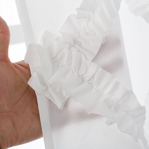 GARSTYLE White Ruffle Diamond Fabric Curtain for Windows with Rod Pocket, 51 x 84 Inch, 2 Panels in Saudi Arabia