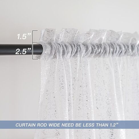 Aesphrates Foil White Sheer Curtains for Living Room 84 Inches Long 2 Panels Set, Modern Silver Printing Shiny Privacy Window Curtains, Light Filtering Sheer White Curtains for Bedroom, 42x84Dt in Saudi Arabia