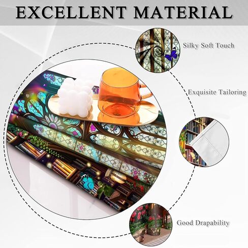 HIYSMT Fantasy Library Blackout Curtains,Stained Glass Medieval Curtain,4284inch Fairy Tale Magic Book Bookshelf Butterfly Print Drapes for Bedroom Living Room 2Panel HI09YL in Saudi Arabia