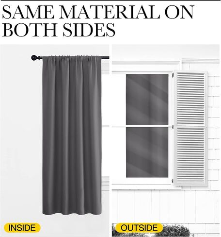 Grey Window Curtains for Bedroom - Home Decoration Thermal Insulated Rod Pocket Blackout Blinds & Drapes for Small Windows (Gray, 2 Panels, W29 x L40 -Inch) in Saudi Arabia