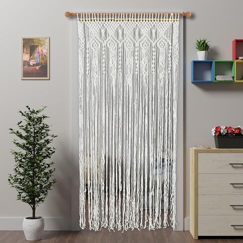 ستارة Atsweetlife Macrame مصنوعة يدويًا ستائر مدخل بوهو، لوحة خلفية باب هيبي معلقة لديكور الزفاف ستارة مقسمة بغطاء بوهيمي لغرفة النوم (أصلية، 90 × 200 سم / 35 × 79 بوصة، وردي) in Kuwait