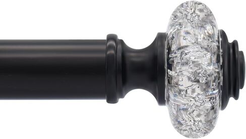 JZKaspar Curtain Rods for Windows 28 to 109 Inches,Heavy Duty Black Curtain Rod, Adjustable Decorative Drapery Rod for Curtains Drapery Bar Luxury Crystal Finials and Brackets,Black in Saudi Arabia