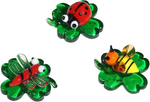 CHIGAGGLE Set of Colorful Glass Insects, 5pcs 1½'' Handmade Animal Miniature Figurines, Creative Knickknack Collectibles and Gifts, Hand Blown Tiny Glass Figurine Collectibles - 5Ca5s1 in Saudi Arabia
