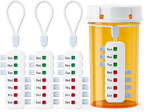 FEATY Compact Pill Reminder, Reusable Pill Tracker with Wide Compatibility for Various Pill Bottles, Easy-to-use Medicaiton Tracker with Anti-Slide Design, Supplement Tracker Without Filling, 2 Packs in Kuwait