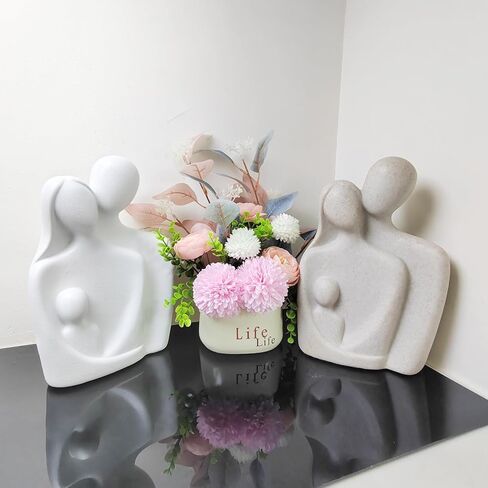 Yahu Lando Family of 3 Figurines,Hand-Painted Parents and Kids Statues,Gifts for Family Sculpture,Home Decorations for Living Room Bedroom Shelf Decor（9.4"/Sandstone） in Saudi Arabia