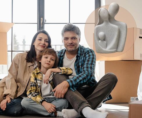 Yahu Lando Family of 3 Figurines,Hand-Painted Parents and Kids Statues,Gifts for Family Sculpture,Home Decorations for Living Room Bedroom Shelf Decor（9.4"/Sandstone） in Saudi Arabia