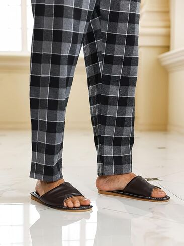Heather Gray Men's Pajama Sets, Short Sleeve Pjs Set Gray Plaid Pants, Soft Pijamas Para Hombres in Saudi Arabia