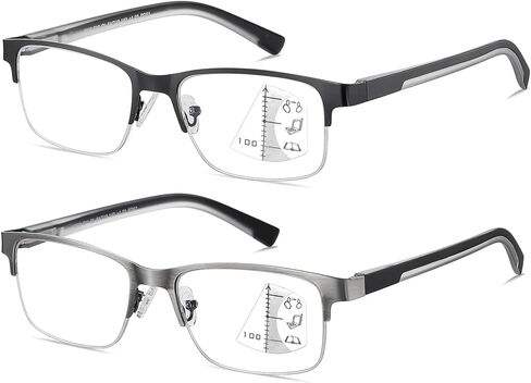 SUNAMOY الرجال التقدمية متعددة التركيز نظارات للقراءة لا خط ثنائي البؤرة الانتقال الضوء الأزرق الكمبيوتر القراء متعدد البؤر in Kuwait