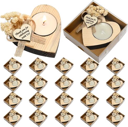 Heart-Shaped Natural Wood Candle Holders – Perfect for Weddings, Bridal Showers, Memorials & Gifts, Thank You Gifts (50) in Saudi Arabia