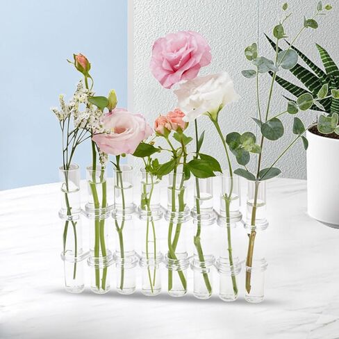 DUZFOREI 8Pcs Test Tube Vase Decorative Glass Flower Vase Hinged Flower Vases Test Tube Hinged Bud Test Tubes Vases Propagation Station Plant Holder Tubos for Home Balcony Wedding Decor in Saudi Arabia