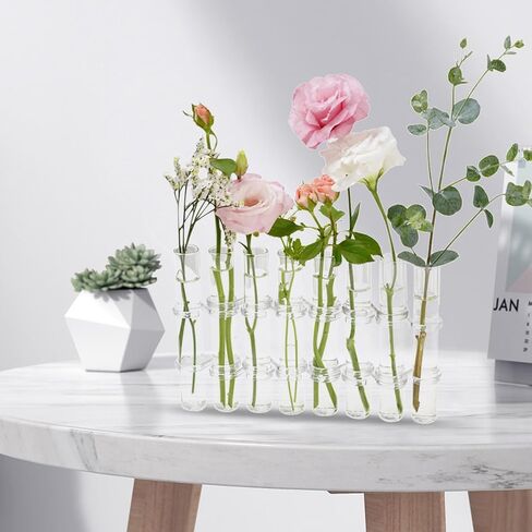 DUZFOREI 8Pcs Test Tube Vase Decorative Glass Flower Vase Hinged Flower Vases Test Tube Hinged Bud Test Tubes Vases Propagation Station Plant Holder Tubos for Home Balcony Wedding Decor in Saudi Arabia