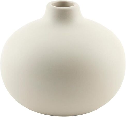 47th & Main Ceramic Vases for Flowers Modern Minimalist Small Vase for Home Décor, 3.75" Diameter x 3.5" Tall, Matte Beige in Saudi Arabia