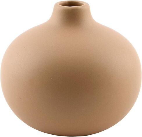 47th & Main Ceramic Vases for Flowers Modern Minimalist Small Vase for Home Décor, 3.75" Diameter x 3.5" Tall, Matte Beige in Saudi Arabia