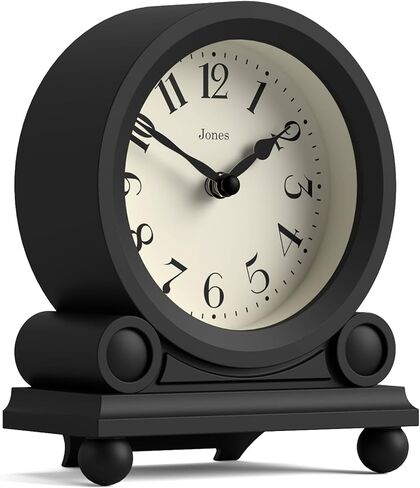 JONES CLOCKS® Maida Vale Mantel Clock | Small Traditional Desk Clock | Black | Pretty & Charming Ideal for Mantelpiece, Bookshelf or Bedside in Saudi Arabia