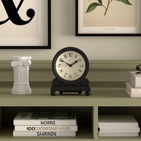 JONES CLOCKS® Maida Vale Mantel Clock | Small Traditional Desk Clock | Black | Pretty & Charming Ideal for Mantelpiece, Bookshelf or Bedside in Saudi Arabia