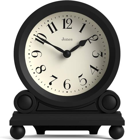 JONES CLOCKS® Maida Vale Mantel Clock | Small Traditional Desk Clock | Black | Pretty & Charming Ideal for Mantelpiece, Bookshelf or Bedside in Saudi Arabia