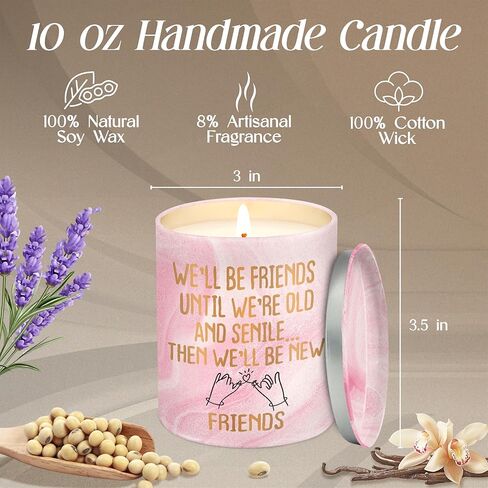 ARVEXO Galentines Gifts for Friends - Vanilla Lavender Pink Candles 10 oz - Best Friend Birthday Gifts for Women Friendship Female Her, Long Distance Galentines Day Gift for Woman BFF Bestie in Saudi Arabia