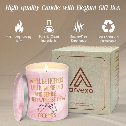 ARVEXO Galentines Gifts for Friends - Vanilla Lavender Pink Candles 10 oz - Best Friend Birthday Gifts for Women Friendship Female Her, Long Distance Galentines Day Gift for Woman BFF Bestie in Saudi Arabia