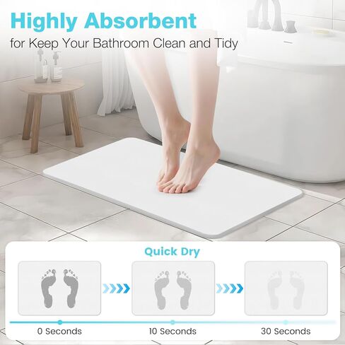 Yinoos Diatomite Stone Bath Mat, Premium Non-Slip Natural Diatomaceous Earth Bathtub Quick Drying Mats for Bathroom Floor (23.6" x 15.4" White) in Saudi Arabia