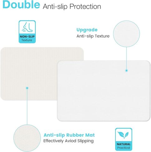 Yinoos Diatomite Stone Bath Mat, Premium Non-Slip Natural Diatomaceous Earth Bathtub Quick Drying Mats for Bathroom Floor (23.6" x 15.4" White) in Saudi Arabia