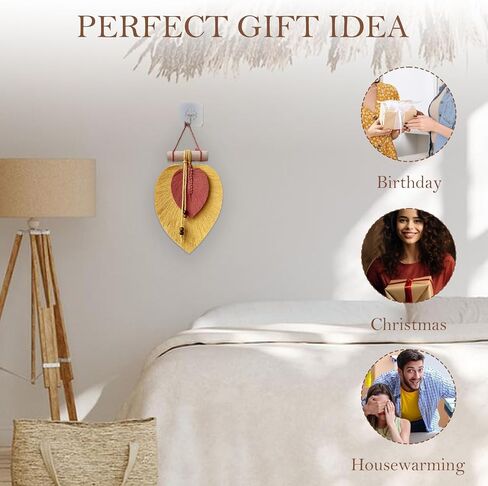Macrame Cotton Colorful Leaves Wall Hanging, Boho Style, Soft & Durable, Bedroom & Living Room Decor, Ideal for Spring, Home Party Hanging Art (Dark Green and Coffee) in Saudi Arabia