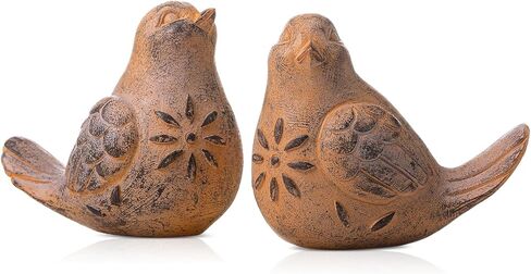 Blulu 2 Pcs Bird Figurines Home Decor Resin Bird Statue Vintage Farmhouse Decoration Boho Animal Decorative Sculpture Gifts for Home Table Office Shelf Tabletop Accents (Retro) in Saudi Arabia