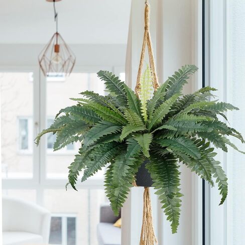 Dremisland Artificial Boston Fern Bush Set of 2 Large Artificial Ferns for Outdoors 30" Fake Ferns Hanging Faux Fern Artificial Bush Plants for Outdoors Planter Indoor Home Garden Porch Decor in Kuwait