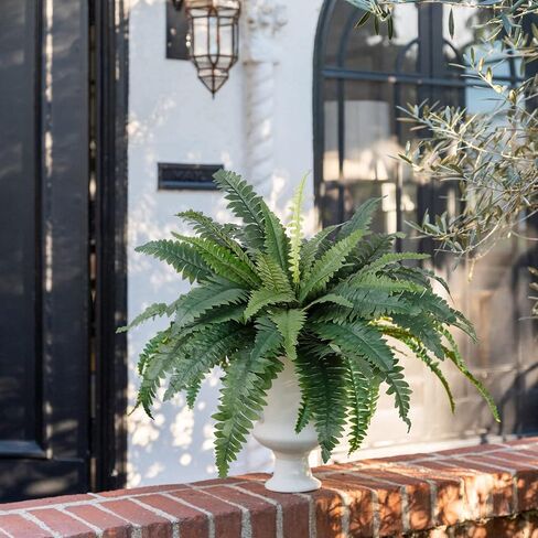 Dremisland Artificial Boston Fern Bush Set of 2 Large Artificial Ferns for Outdoors 30" Fake Ferns Hanging Faux Fern Artificial Bush Plants for Outdoors Planter Indoor Home Garden Porch Decor in Kuwait