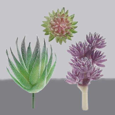 3Pack Artificial Succulent Plants Realistic Fake Greenery Assorted Double Flocked Succulents Mini Arrangement Decorative Stems in Saudi Arabia